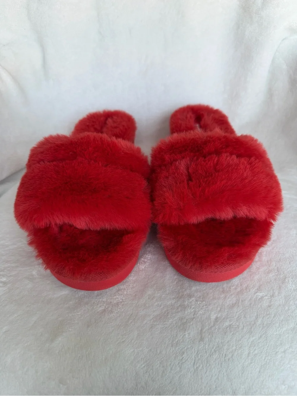 MICHAEL KORS Alfie Slide Open Toe Platform Slip-on Mules Sandals Red Fur Size 11